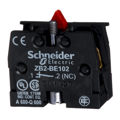 Bloco Contato Velocidade Única Ação Lenta Botoeira Pendente 1Nf Preto ZB2BE102 - Schneider Electric