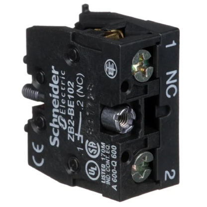 Bloco Contato Velocidade Única Ação Lenta Botoeira Pendente 1Nf Preto ZB2BE102 - Schneider Electric