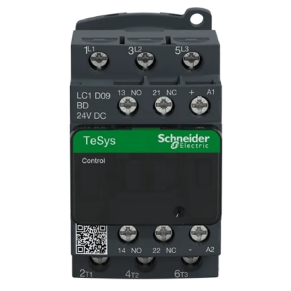 Contator Potência Tripolar 9A 24Vcc 1Na+1Nf LC1D09BD - Schneider Electric