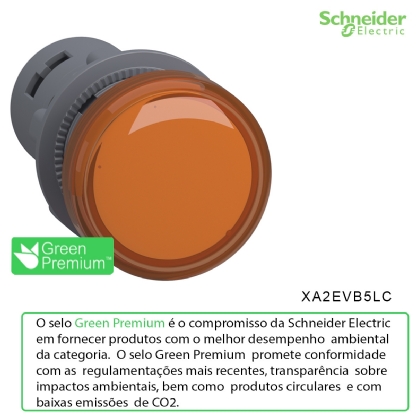 Sinaleiro Monobloco Iluminado Redondo 22mm 24Vca/Cc Plástico Led Âmbar Ip65 XA2EVB5LC Easy Harmony Xa2 Schneider Electric