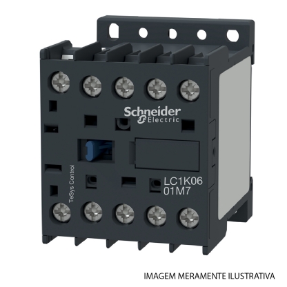 Contator Mini Potência Tripolar 6A 220V 1Nf 50/60Hz LC1K0601M7 Tesys K - Schneider Electric