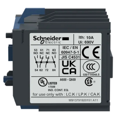 Bloco Contato Auxiliar Para Contator Frontal 2Na+2Nf Ip20 LA1KN22 TeSys Schneider Electric