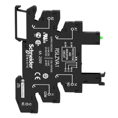 Base Relé Interface Rsl 6A 12-24Vca/Cc 1 Reversível Led Trilho Din Ip20 RSLZVA1 - Schneider Electric