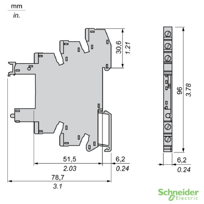 Base Relé Interface Rsl 6A 12-24Vca/Cc 1 Reversível Led Trilho Din Ip20 RSLZVA1 - Schneider Electric