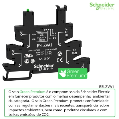 Base Relé Interface Rsl 6A 12-24Vca/Cc 1 Reversível Led Trilho Din Ip20 RSLZVA1 - Schneider Electric