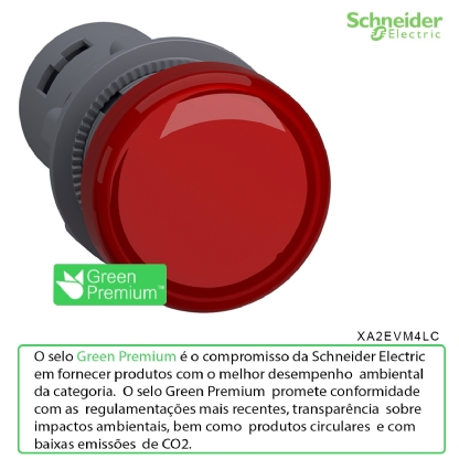 Sinaleiro Monobloco Iluminado Redondo 22mm 220V Plástico Led Vermelho XA2EVM4LC - Schneider Electric