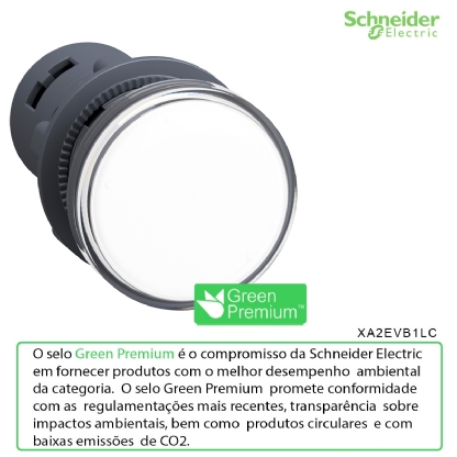 Sinaleiro Monobloco Iluminado Redondo 22mm 24Vca/Cc Plástico Led Branco XA2EVB1LC - Schneider Electric