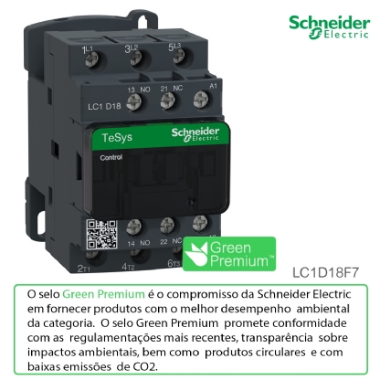 Contator Potência Tripolar 18A 110V 1Na+1Nf 50/60Hz LC1D18F7 - Schneider Electric