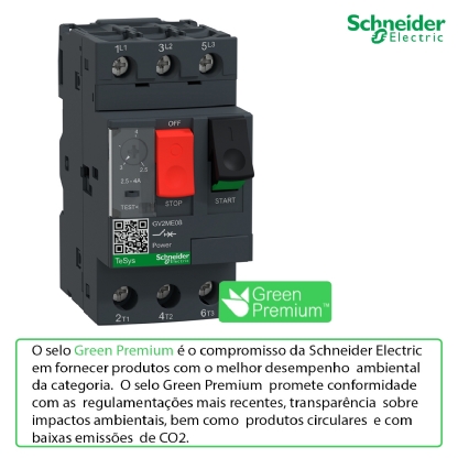 Disjuntor Motor Tripolar 2,5-4A Termomagnético Botão De Impulsão GV2ME08 - Schneider Electric