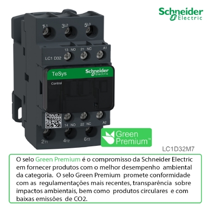Contator Potencia Tripolar 32A 220Vca 1Na+1Nf 50/60Hz LC1D32M7 - Schneider Electric