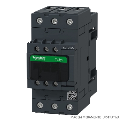 Contator Potencia Tripolar 40A 220Vca 1Na+1Nf 50/60Hz LC1D40AM7 - Schneider Electric
