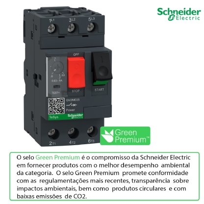 Disjuntor Motor Tripolar Termomagnético 0,63-1A 400/415V 100Ka 50/60Hz GV2ME05 - Schneider Electric