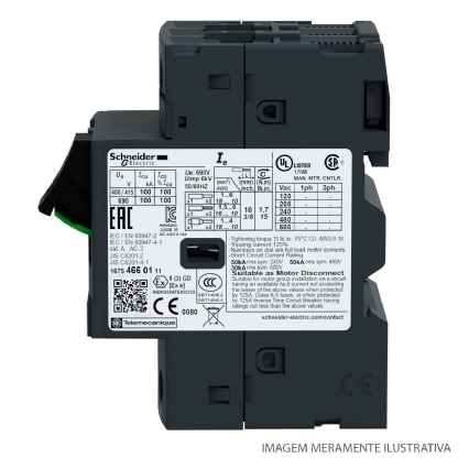 Disjuntor Motor Tripolar Termomagnético 23A 17-23A 400/415V 100Ka 50/60Hz GV2ME21 - Schneider Electric