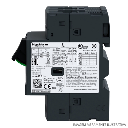 Disjuntor Motor Tripolar Termomagnético 25A 20-25A 400/415V 100Ka 50/60Hz GV2ME22 - Schneider Electric
