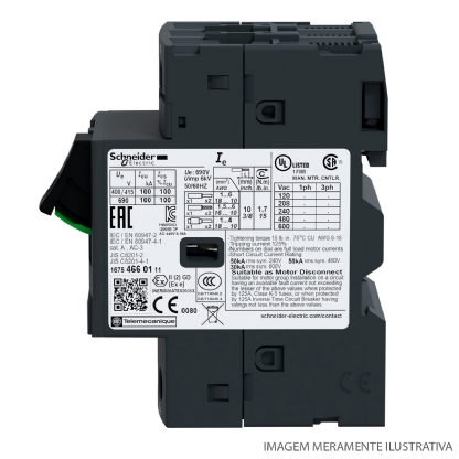 Disjuntor Motor Tripolar Termomagnético 32A 24-32A 400/415V 100Ka 50/60Hz GV2ME32 - Schneider Electric