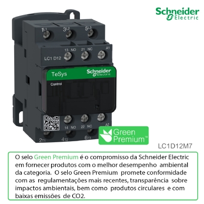 Contator Potencia Tripolar 12A 220Vca 1Na+1Nf 50/60Hz LC1D12M7 - Schneider Electric
