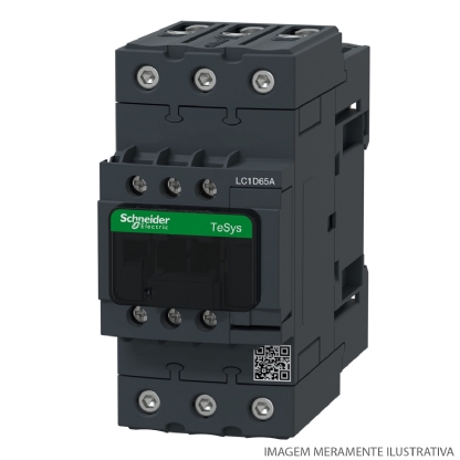 Contator Potencia Tripolar 65A 220Vca 1Na+1Nf 50/60Hz LC1D65AM7 - Schneider Electric