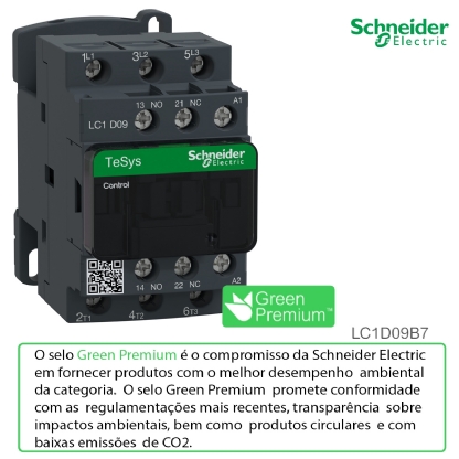 Contator Potencia Tripolar 9A 24Vca 1Na+1Nf 50/60hz LC1D09B7 - Schneider Electric