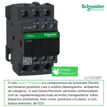 Contator Potencia Tripolar 32A 24Vca 1Na+1Nf 50/60Hz LC1D32B7 - Schneider Electric