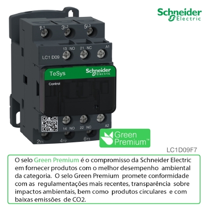 Contator Potencia Tripolar 9A 110Vca 1Na+1Nf 50/60Hz LC1D09F7 - Schneider Electric