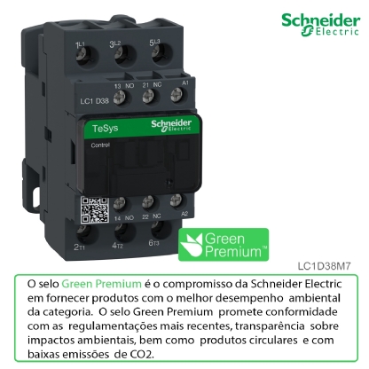 Contator Potencia Tripolar 38A 220Vca 1Na+1Nf LC1D38M7 - Schneider Electric