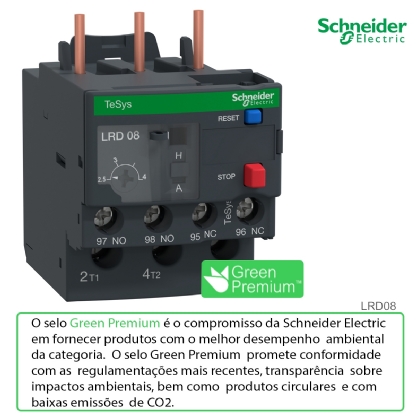Relé De Sobrecarga Térmico 2,5-4A Classe 10 1Na+1Nf LRD08 - Schneider Electric