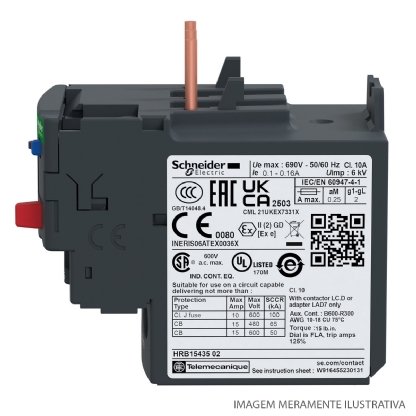 Relé De Sobrecarga Térmico 16-24A 1NA+1NF Classe 10 LRD22 - Schneider Electric