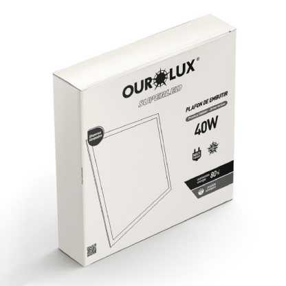 Luminária Plafon Led Embutir Quadrada 40W Bivolt 6500K Luz Branca - Ourolux