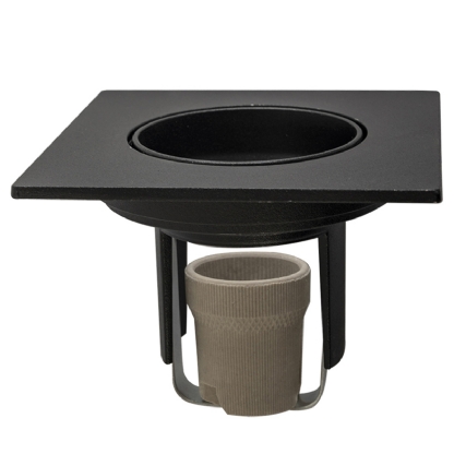 Luminária Spot Embutir Quadrado Preto Para Lâmpada Par20 50W E27 - Interlight