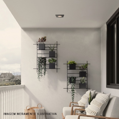 Luminária Spot Embutir Quadrado Preto Para Lâmpada Par20 50W E27 - Interlight