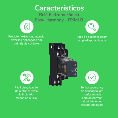 Relé De Potência Industrial 6 Pinos 30A 2NA 230VCA RPF2AP7 - Schneider Electric