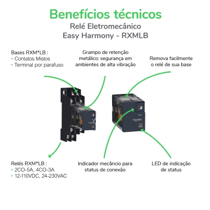 Relé De Potência Industrial 6 Pinos 30A 2NA 230VCA RPF2AP7 - Schneider Electric