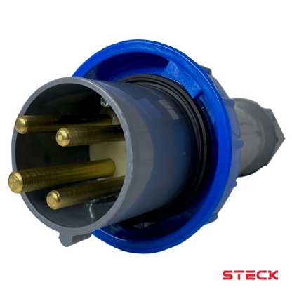 Plug Macho Termoplástico 3P+T 63A 220/240V Azul 9H Ip67 Brasikon S4579 - Steck