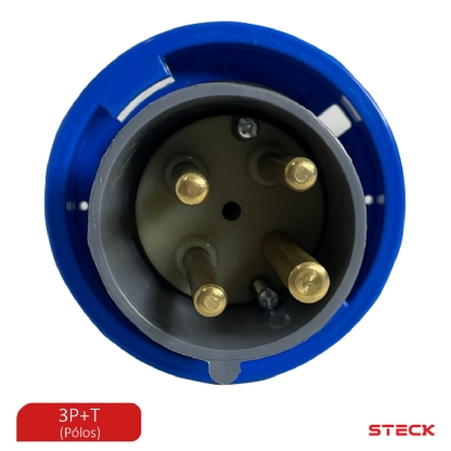 Plug Macho Termoplástico 3P+T 63A 220/240V Azul 9H Ip67 Brasikon S4579 - Steck
