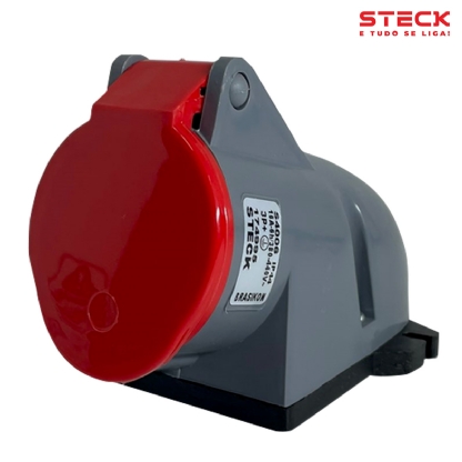 Tomada Industrial Fêmea Sobrepor 3P+T 16A 380/440V Vermelho 6H Ip44 Brasikon - Steck