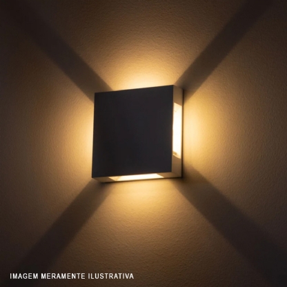 Luminária Arandela Led Trevo Preto 4W 3000K Luz Amarela 200Lm 120X120X30mm 3194 - Gaya