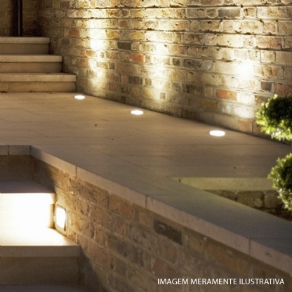 Luminária Solo Led Embutir Redondo Preto 4W Bivolt 3000K Luz Amarela 320Lm Difusor Vidro 82X48mm 3362 - Gaya