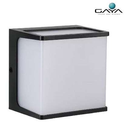 Luminária Arandela Led Hamsa Preto 8W Bivolt 3000K Luz Amarela 550Lm 120X120X30mm 3148 - Gaya