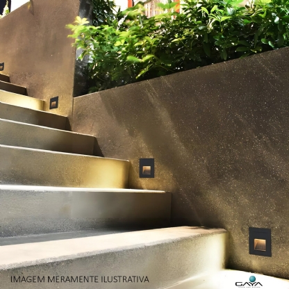 Balizador Embutir Led Preto 3000K Luz Amarela Bivolt 2W 18Lm 3195 - Gaya