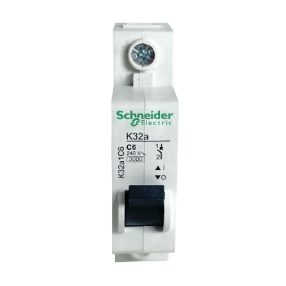 Disjuntor Mini Din Unipolar 6A Curva C 4,5Ka 220/380V K32A1C6 - Schneider Eletric