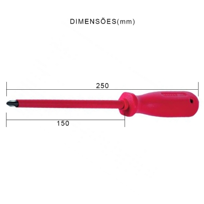 Chave Fenda Ponta Cruzada Philips Isolada 1000V Ph2 1/4X6Pol 6X150Mm Cabo Ergonômico 035.268 - Gedore