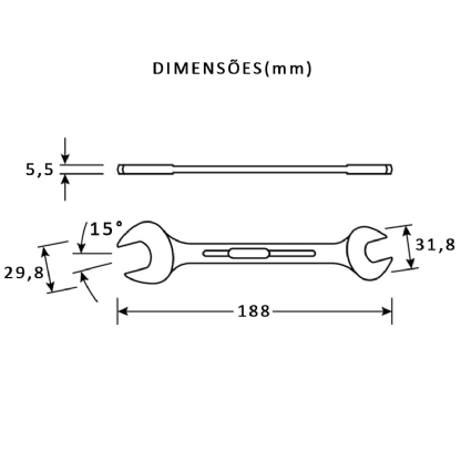 Chave Fixa 1/2X9/16 Polegadas 188Mm Aço Cromo Vanadium 004.553 - Gedore
