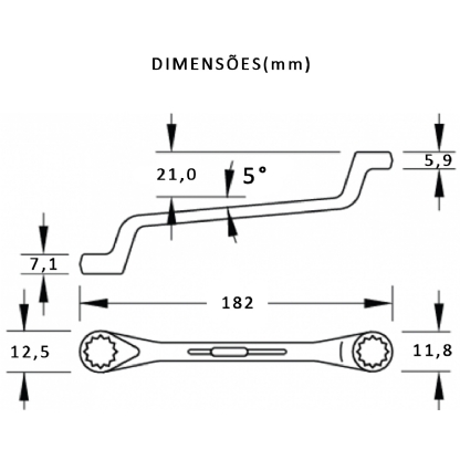 Chave Estrela 1/4X5/16 Polegadas 182Mm Aço Cromo Vanadium 003.551 - Gedore