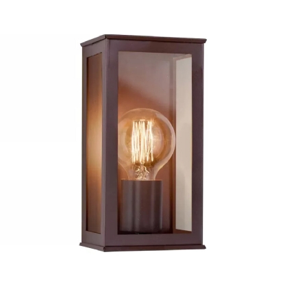 Luminária Arandela Retangular Marrom 40W E27 Difusor Vidro - Ideal Iluminação