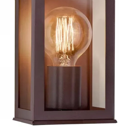 Luminária Arandela Retangular Marrom 40W E27 Difusor Vidro - Ideal Iluminação