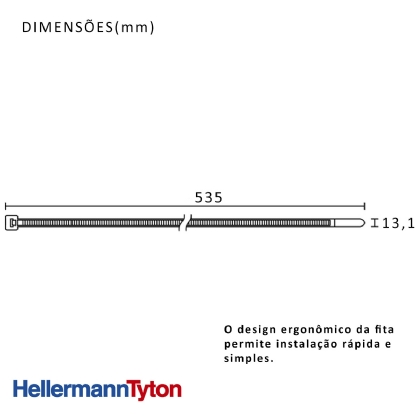 Abraçadeira Flexível Poliamida 535x13,1x12,5mm Natural Embalagem Com 50 Peças Série T 010100018 - Hellermann