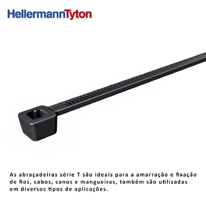 Abraçadeira Flexível Nylon 100x2,5x3,7mm Preto Standart Embalagem Com 100 Peças Série T - Hellermann