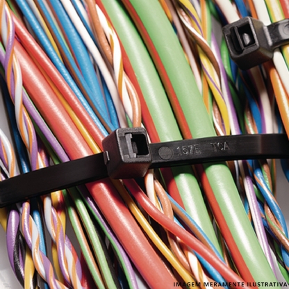 Abraçadeira Flexível Nylon 100x2,5x3,7mm Preto Standart Embalagem Com 100 Peças Série T - Hellermann