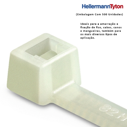 Abraçadeira Flexível Poliamida 150x3,6mm Natural Embalagem Com 500 Peças Série T - Hellermann