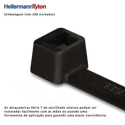 Abraçadeira Flexível Nylon 390x4,6mm Preto Embalagem Com 200 Unidades Série T 010114688 - Hellermann